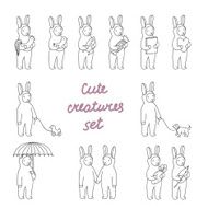 Cute creatures set for decorating postcards photos etc N2