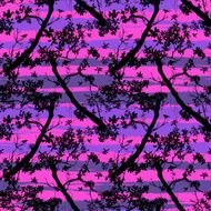 Seamless floral vector pattern with trees