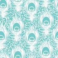 Soft peacock feathers vector seamless pattern background