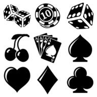 Vector black casino icons set N3