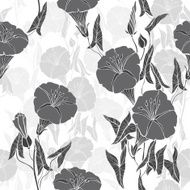 Seamless pattern with bindweed Monochrome vector background