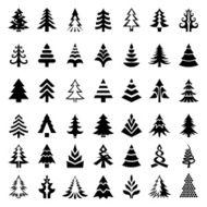 Christmas trees icons set