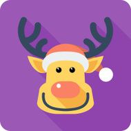 Santa&#039;s reindeer Face icon flat design