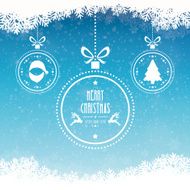 christmas ball merry snowflakes blue background