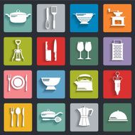 kitchen icons set with shadow