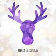 Vector deer head with winter background New Year greeting card