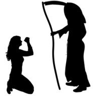 Vector silhouette of a woman with the Grim Reaper N15