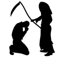 Vector silhouette of a man with the Grim Reaper N10