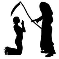 Vector silhouette of a woman with the Grim Reaper N16