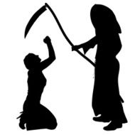 Vector silhouette of a woman with the Grim Reaper N17