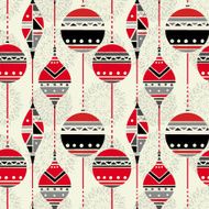Christmas vintage seamless pattern with snowflakes ball