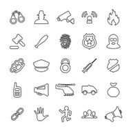 25 outline universal crime justice icons