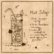 Hand drawn Mint Julep cocktail