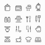 Kitchen symbol line icon set N2