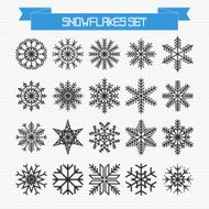 Vector set of different abstract snowflakes