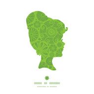 Vector abstract green and white circles girl portrait silhouette pattern