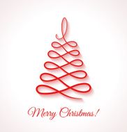 Abstract red Christmas tree on white background