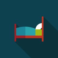 Hotel bed flat icon with long shadow N6