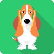 dog Basset Hound icon flat design