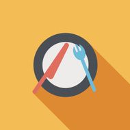 dishware and cutlery flat icon with long shadow