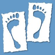 Paper with foot hole cute healthcare vector