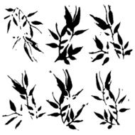 Set of plant and foliage elements silhouette vector illustration N3