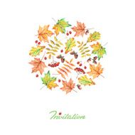 watercolor hand drawn autumn colorful leaves