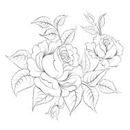 Single black rose ink painted
