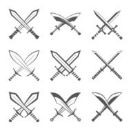 Set of heraldic swords and sabres for heraldry design vector