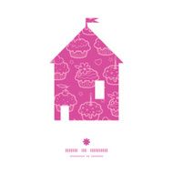 Vector colorful cupcake party house silhouette pattern frame