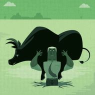 man with bull