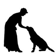 Vector silhouette of people with dog N75
