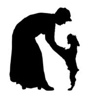 Vector silhouette of people with dog N76