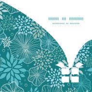 Vector blue and gray plants Christmas gift box silhouette pattern