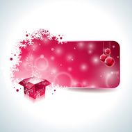 Christmas design with magic gift box and red glass ball N2