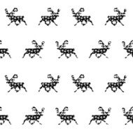 Deers and flakes ornated Seamless Pattern N2