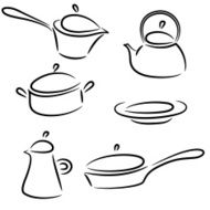 illustration with collection of ware isolated on white background N2