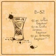 Illustration with hand drawn B-52 cocktail