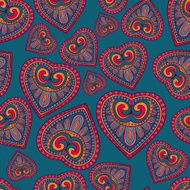 vector ornamental colorful heart seamless pattern N2