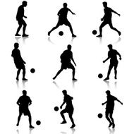 silhouettes of soccer players with the ball N17