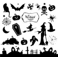 Set of silhouettes for Halloween party Funny and scary silhouet