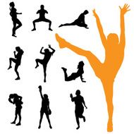 Vector silhouettes of woman N154