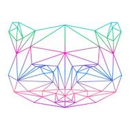 polygonal abstract raccoon silhouette drawn in one continuous line