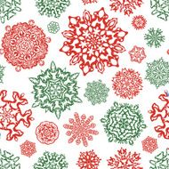 Seamless snowflake pattern in traditional christmas colors