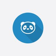 panda Flat Blue Simple Icon with long shadow