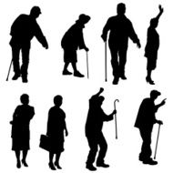 Vector silhouette of old people N218