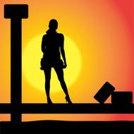 Vector silhouette of a woman N2055