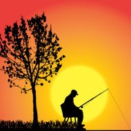 Vector silhouette of a man who fishes N21