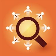human figures around a magnifying glass