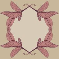 Leaves contours floral border Sketch frames hand-drawn Vector